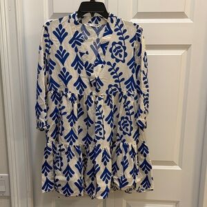 Zara Blue and White Patterned Dress